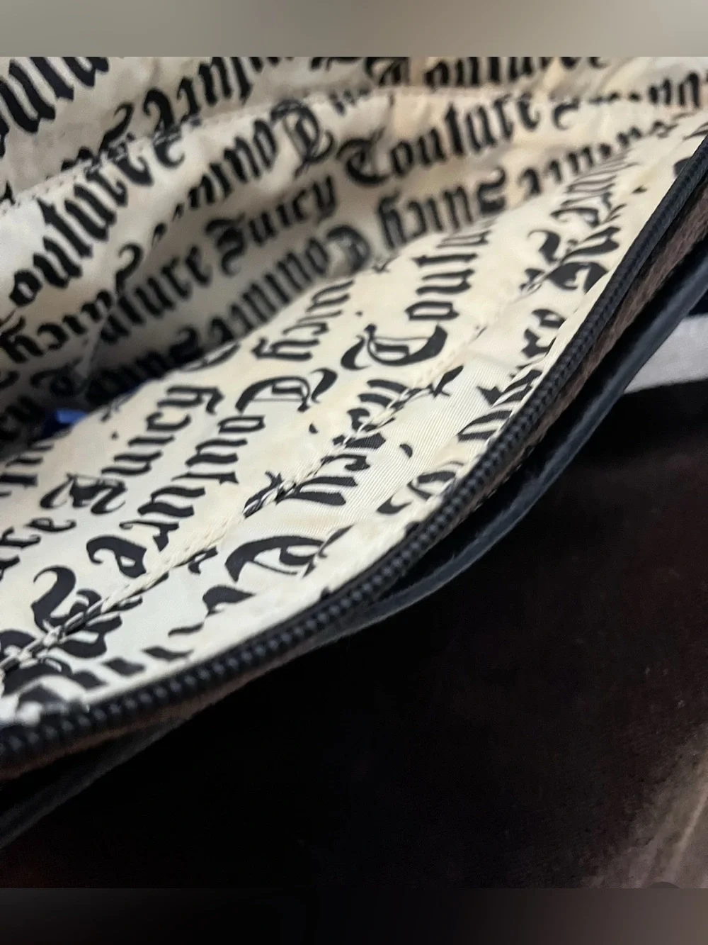 Juicy Couture Brown Suede Baby Crossbody Bag with Cream Accents